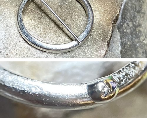 マリッジリングの深い傷取り、仕上げ直し 作業途中1